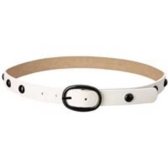 Juicy Couture White Belt w/ Black Enamel Rivets S - Picture 2 of 8
